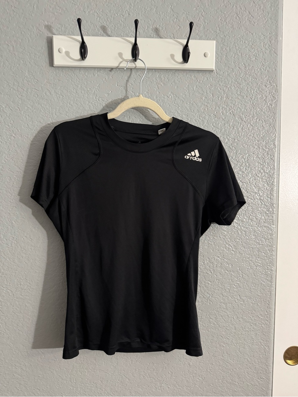 adidas Black Short-Sleeve Athletic Tee with Logo